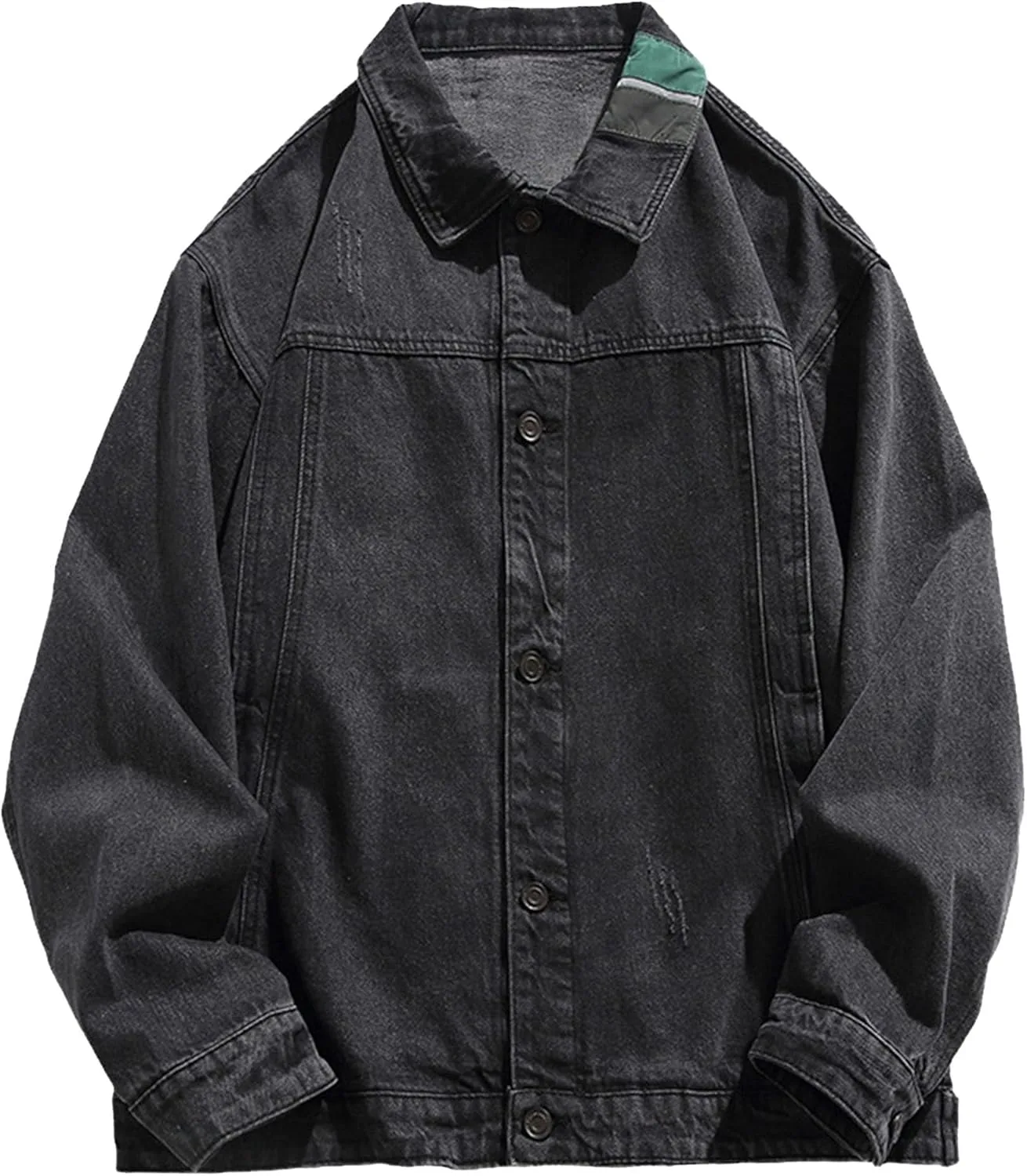Мужская повседневная классическая винтажная джинсовая куртка Regular Fit Motorcycle Denim Jacket Generic, черный