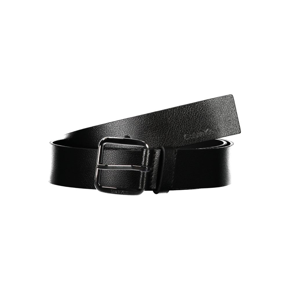 

Элегантный черный кожаный ремень с металлической пряжкой Calvin Klein