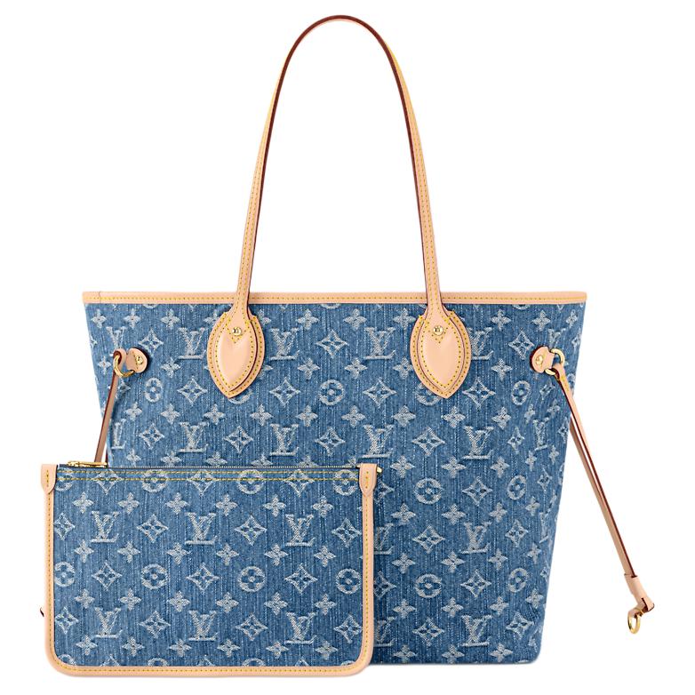 LOUIS VUITTON Неверфул джинсовая сумка через плечо средняя женская синяя — фото 3