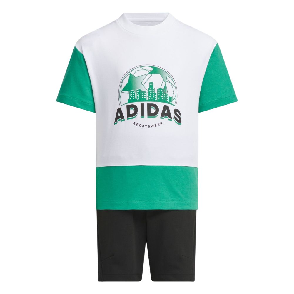 Adidas Повседневная спортивная одежда White/Light Lawn Green/Black для детей 3-7 лет
