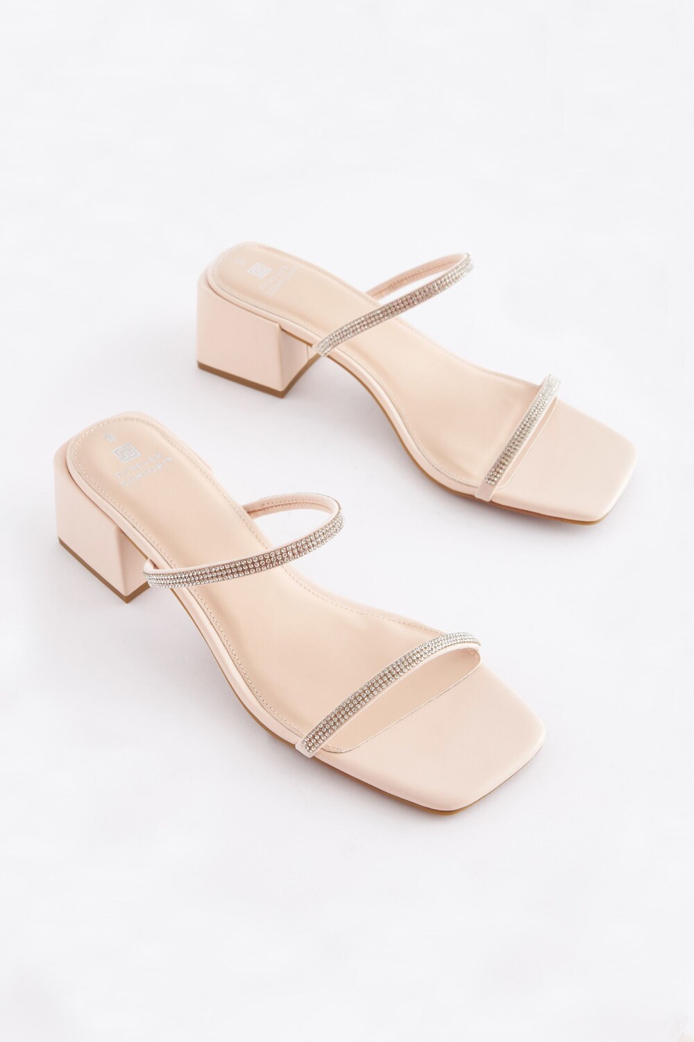 

Мюли Forever Comfort на блочном каблуке с двумя ремешками Next, бежевый