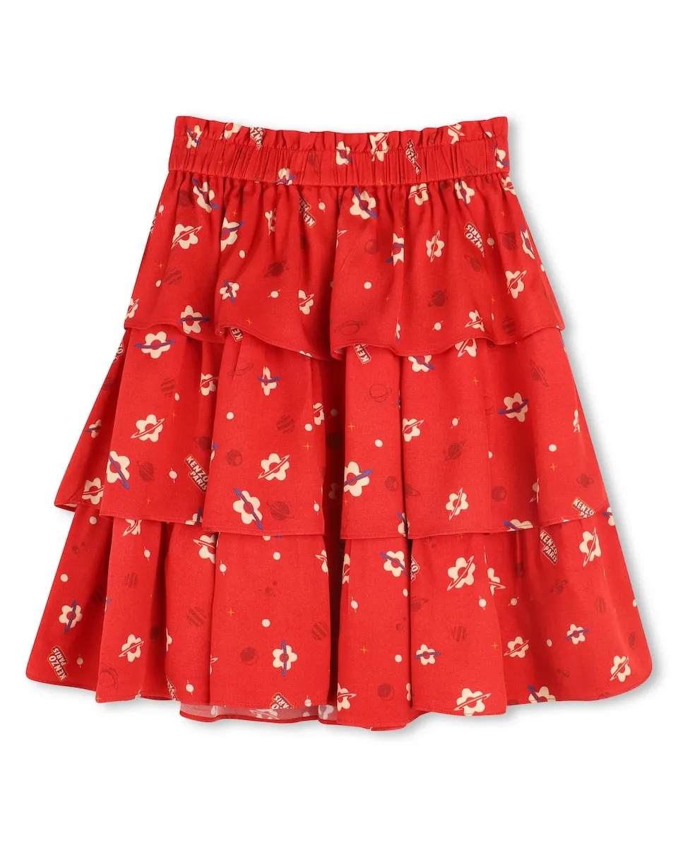

Детская юбка с принтом красного цвета Kenzo Kids