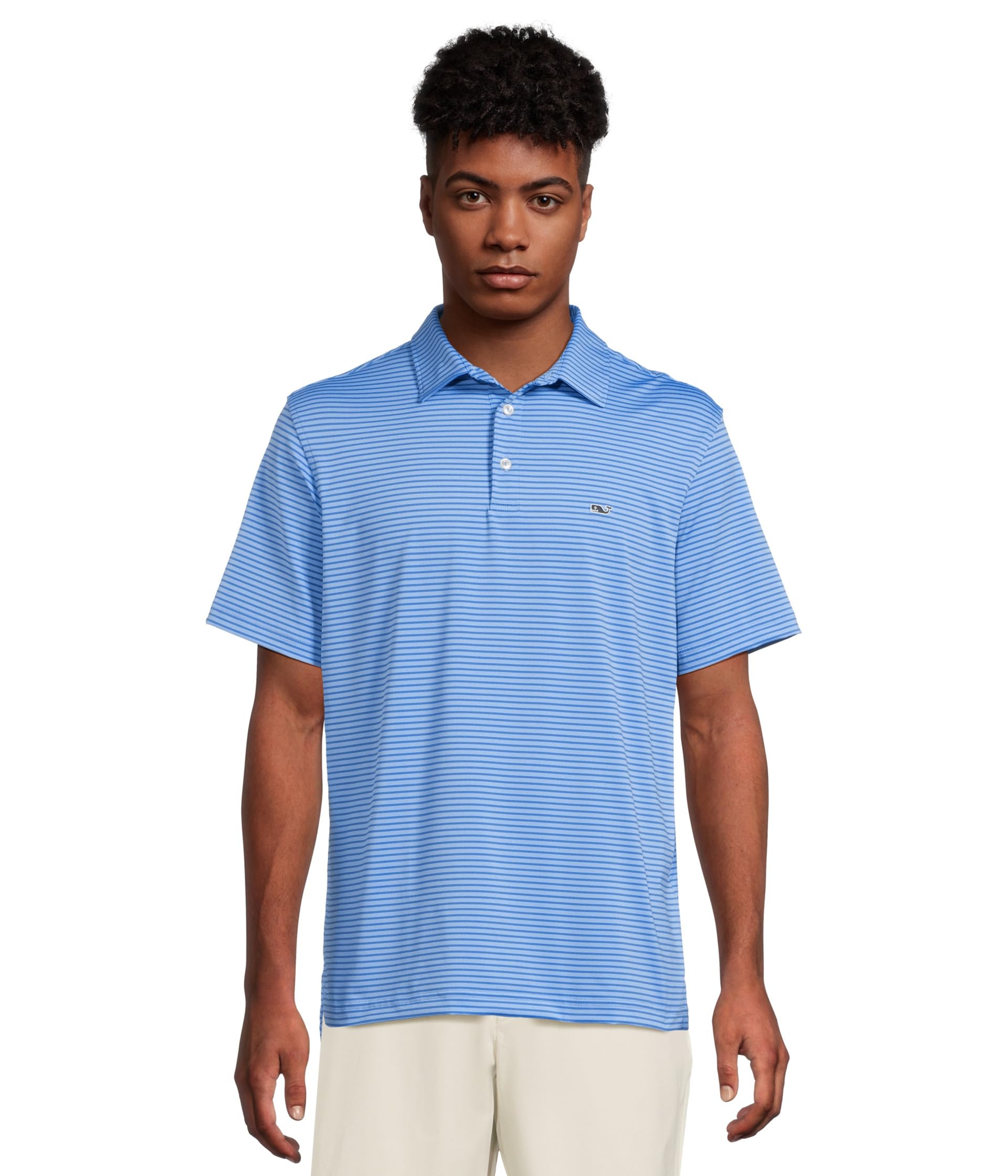 

Поло Vineyard Vines Bradley Stripe Sankaty Polo, цвет Ocean Brz/Tide Blue