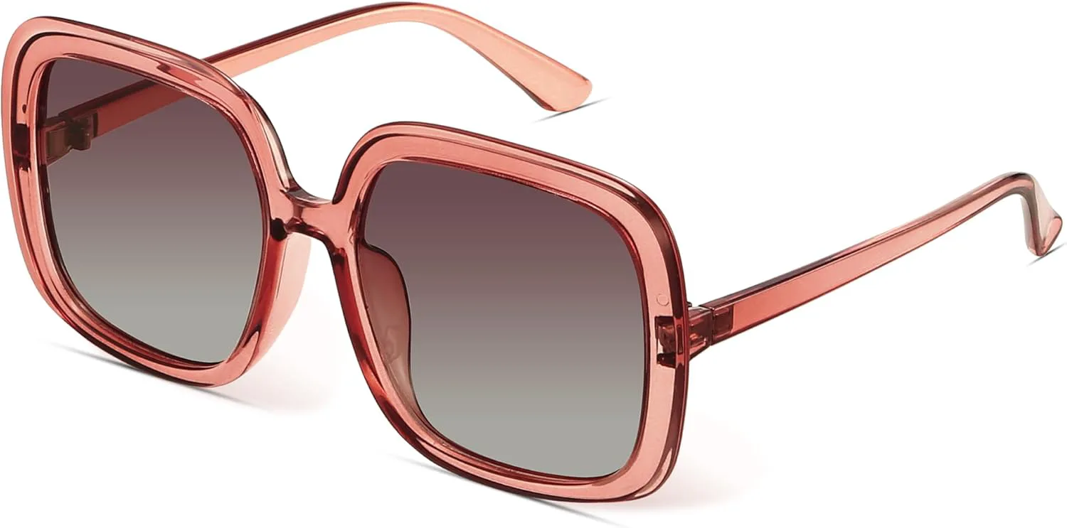 

Большие поляризованные солнцезащитные очки miyya для женщин, модные ретро-солнцезащитные очки для женщин 2025 года, очки большого размера, Rose Pink/Gradient Pink