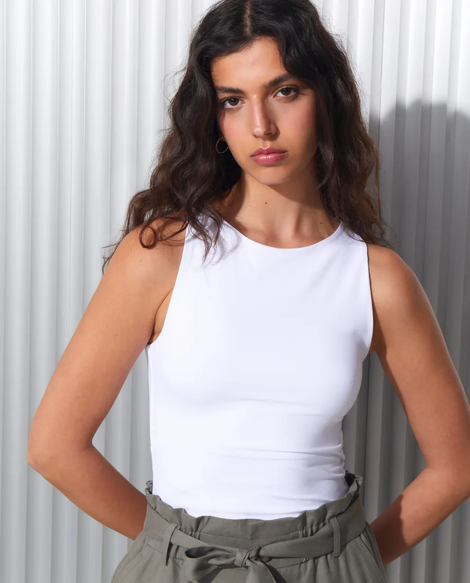 

Однотонный топ с бретельками через шею для женщин Easy Wear, белый