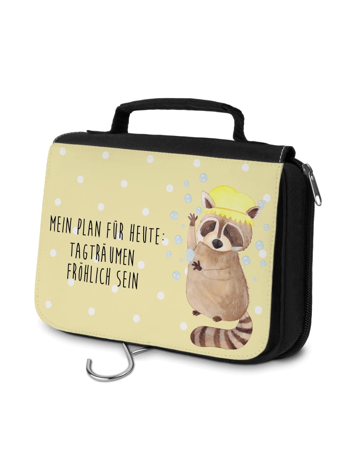 

Mr. & Mrs. Panda Косметичка с изображением енота и надписью пастельно-желтого цвета