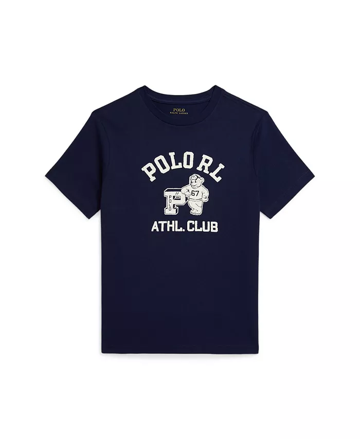 

Футболка из хлопкового джерси с логотипом Big Boys Polo Ralph Lauren, синий