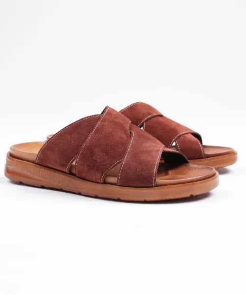 Мужские сандалии из натуральной кожи Antique Italy Suede Cognac BRENOWELT коричневые — фото 2