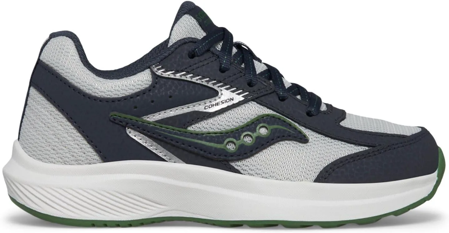 Saucony Детские кроссовки Cohesion для мальчиков и девочек, темно-синий/серый/зеленый — фото 4
