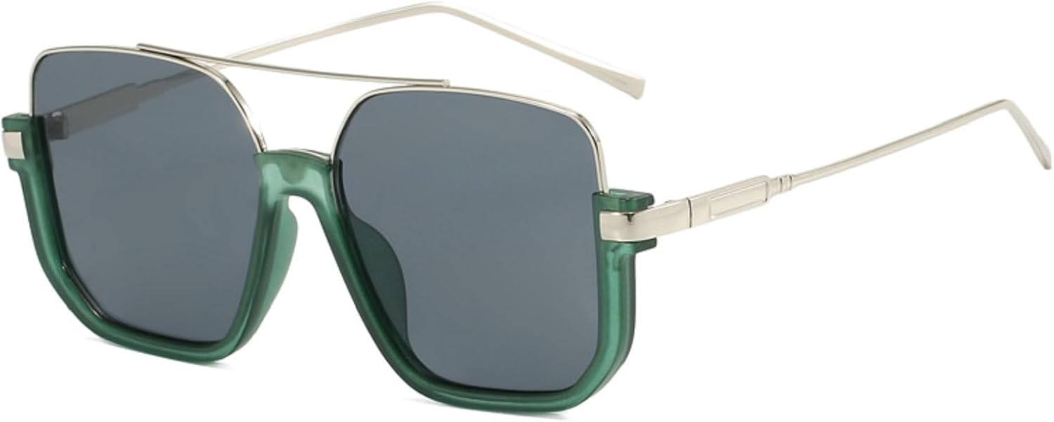 

Большие солнцезащитные очки для женщин, уникальные модные коричневые солнцезащитные очки для мужчин, очки в стиле панк с защитой от УФ-излучения UV400, трендовые женские очки UV400 N45 mincl, Gray Green