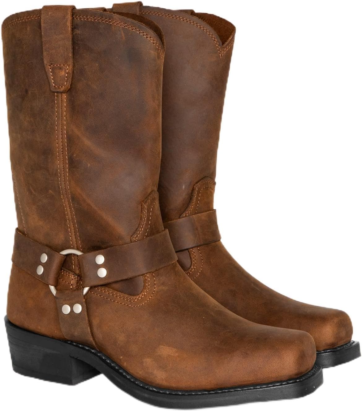 

Мужские классические ковбойские сапоги CWHXLYNV с квадратным носком и вышивкой, коричневый