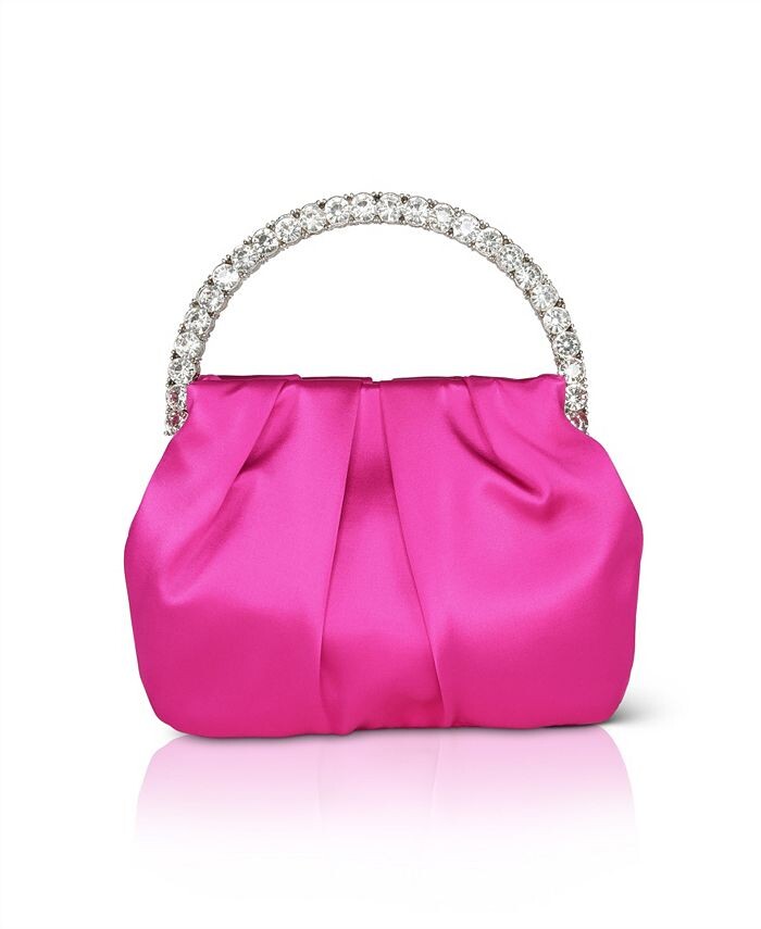 

Атласный клатч Audrey с ручкой со стразами Jewel Badgley Mischka, розовый