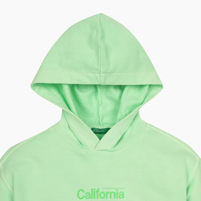 Детский худи Pigment зелёного цвета от Benetton Kids — фото 3