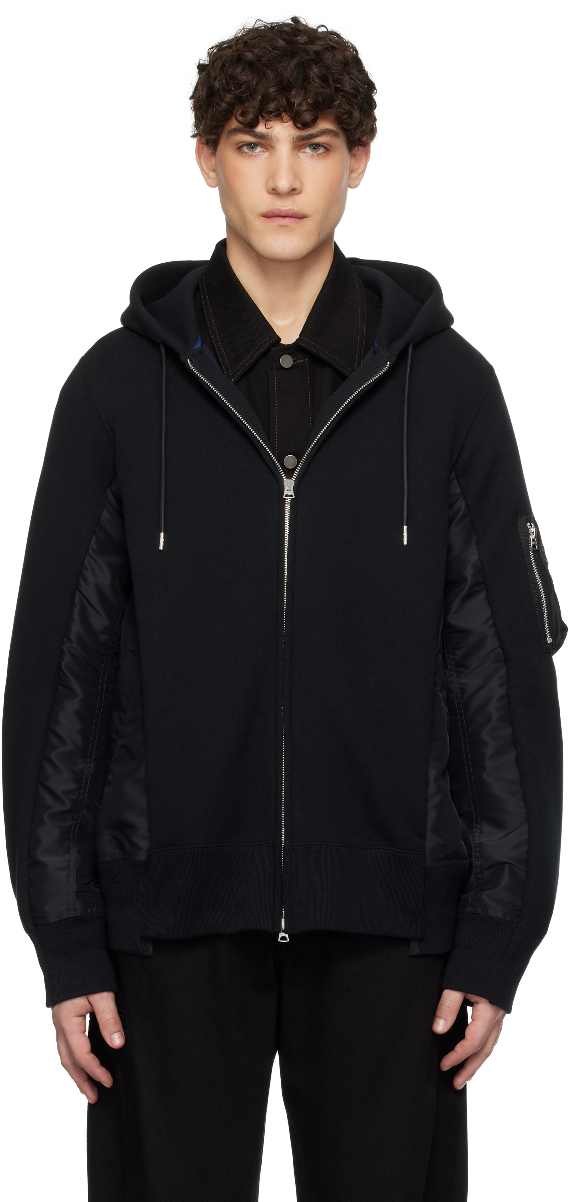 

Черный свитшот Sponge Sweat x Nylon Twill Hoodie sacai