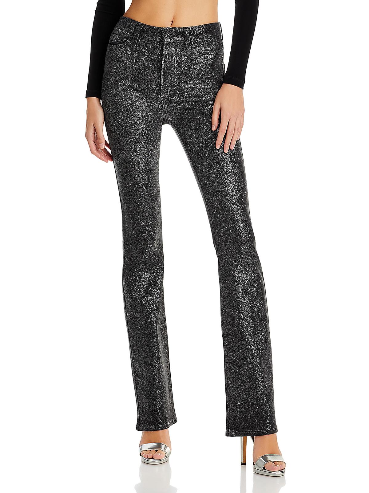 

Женские джинсы Mahattan Glitter High Rise Bootcut Paige, цвет black/silver glitter