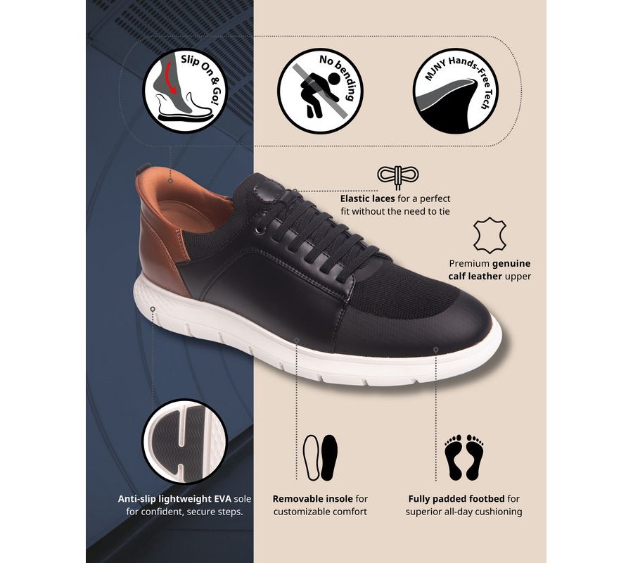 Мужские легкие кроссовки Newbury St Hands-Free Slip On Technology Marc Joseph New York, Black napa leather — фото 3