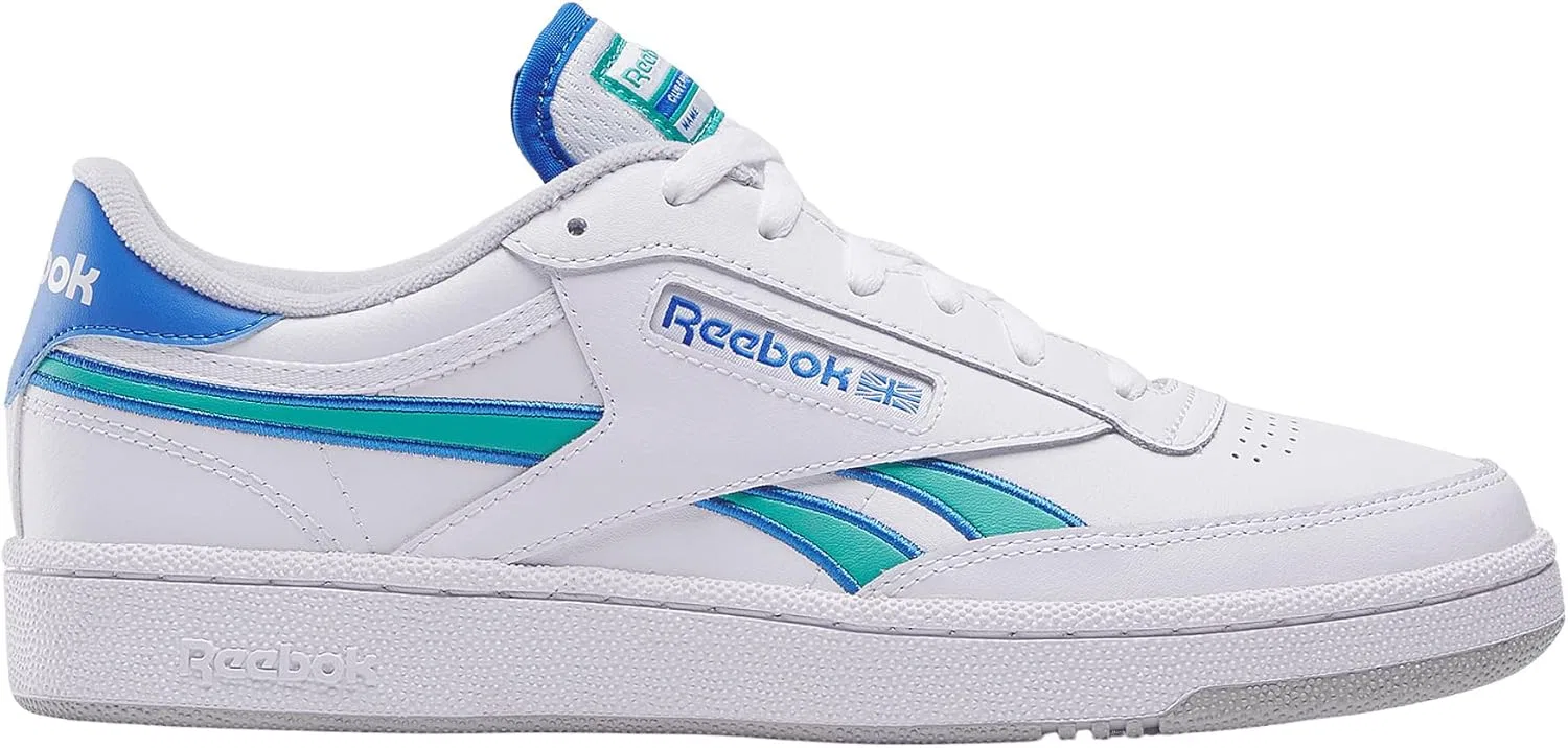 Кроссовки Reebok Unisex Club C RevengeSneaker, White Kineticblue Unlshedgreen