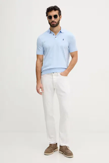 Свитер с коротким рукавом классический Polo Ralph Lauren, синий — фото 2