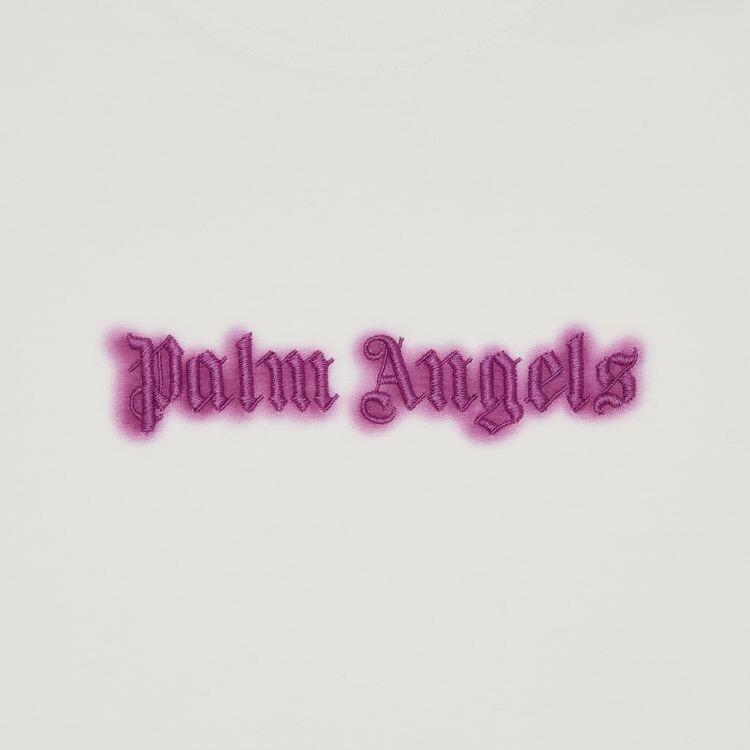 Футболка Palm Angels Neon Logo Tee Dress Off White/Fuschia, белый — фото 3