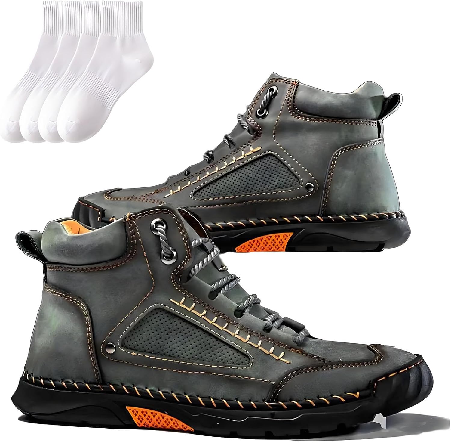 

Мужские ботинки, кожаные ботинки, удобные мужские кожаные ботинки ручной работы- водонепроницаемые, с поддержкой свода стопы Generic, C