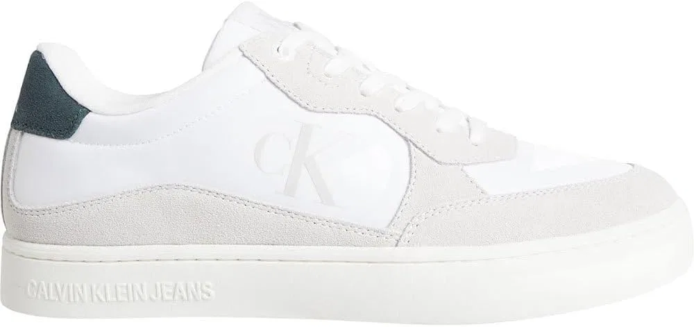 Кроссовки Calvin Klein Herren Cupsole Classic Iconic Nylon Schuhe, White Bright White Green Palm
