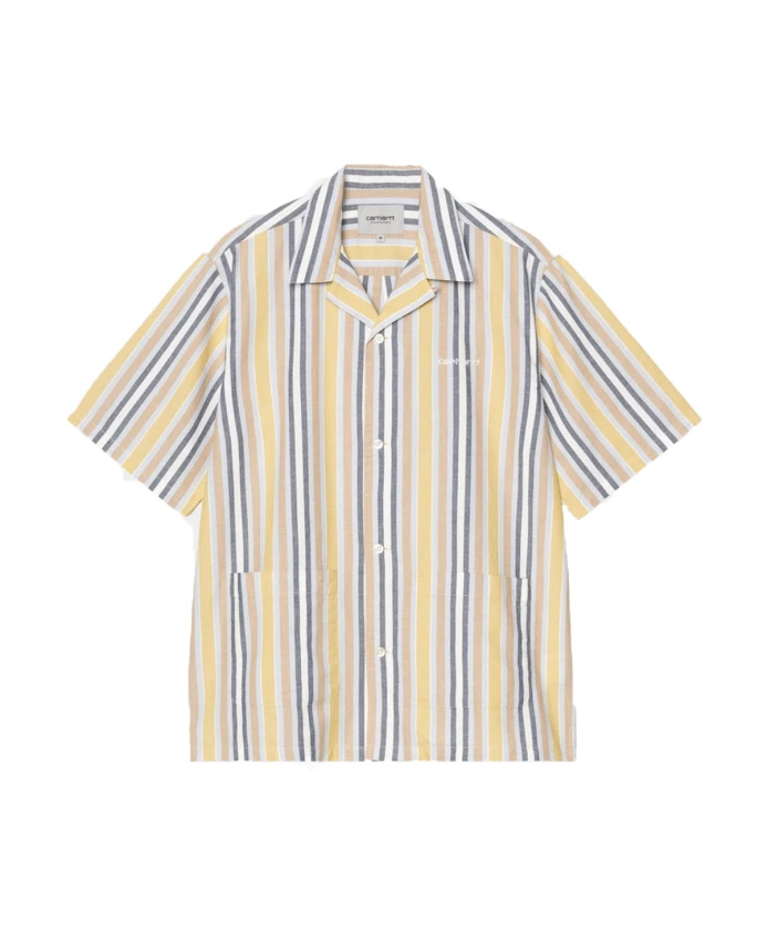 

Рубашка в яркую полоску с воротником-стойкой для боулинга Carhartt Wip, бежевый