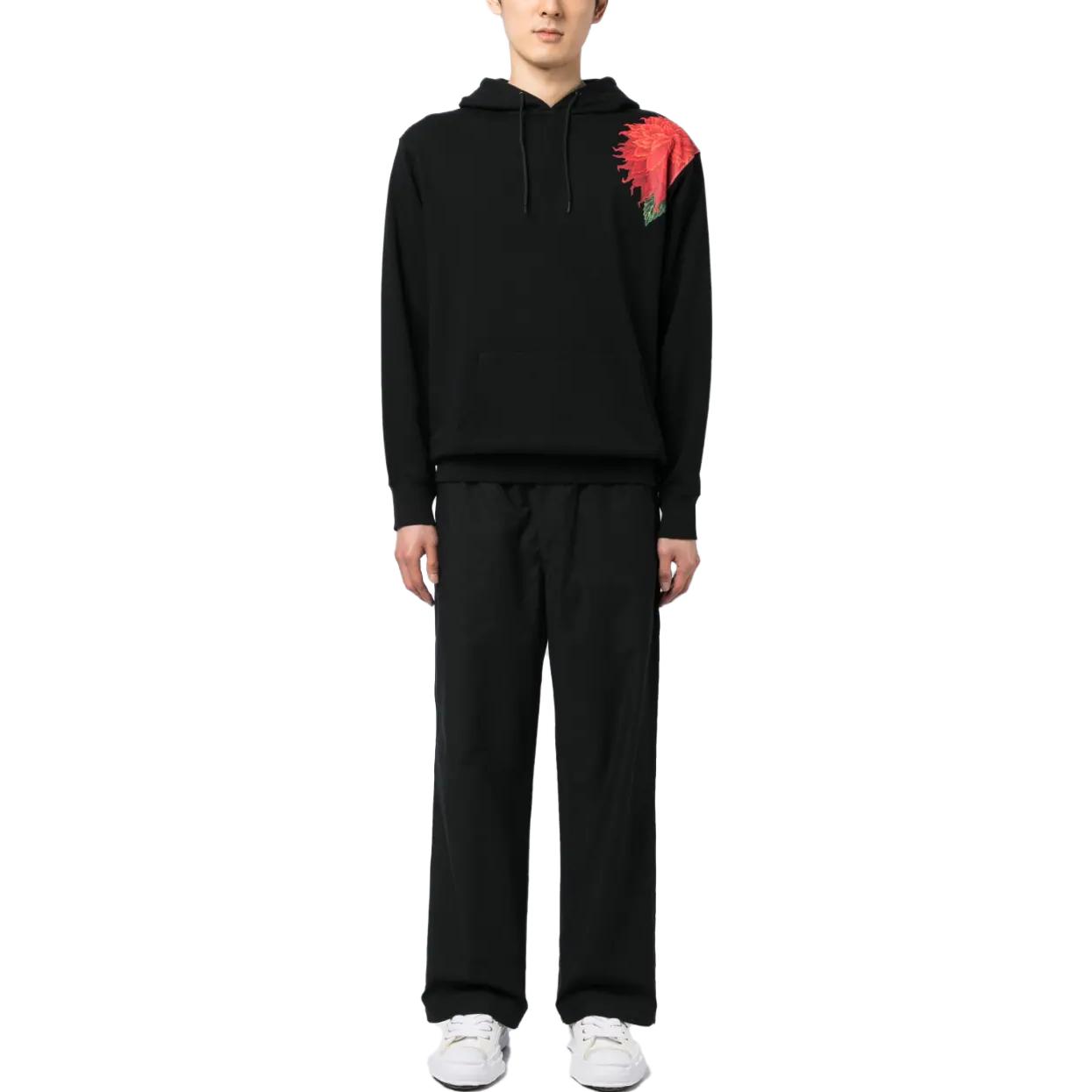 Цветочная худи с кулиской Yohji Yamamoto, черный — фото 3