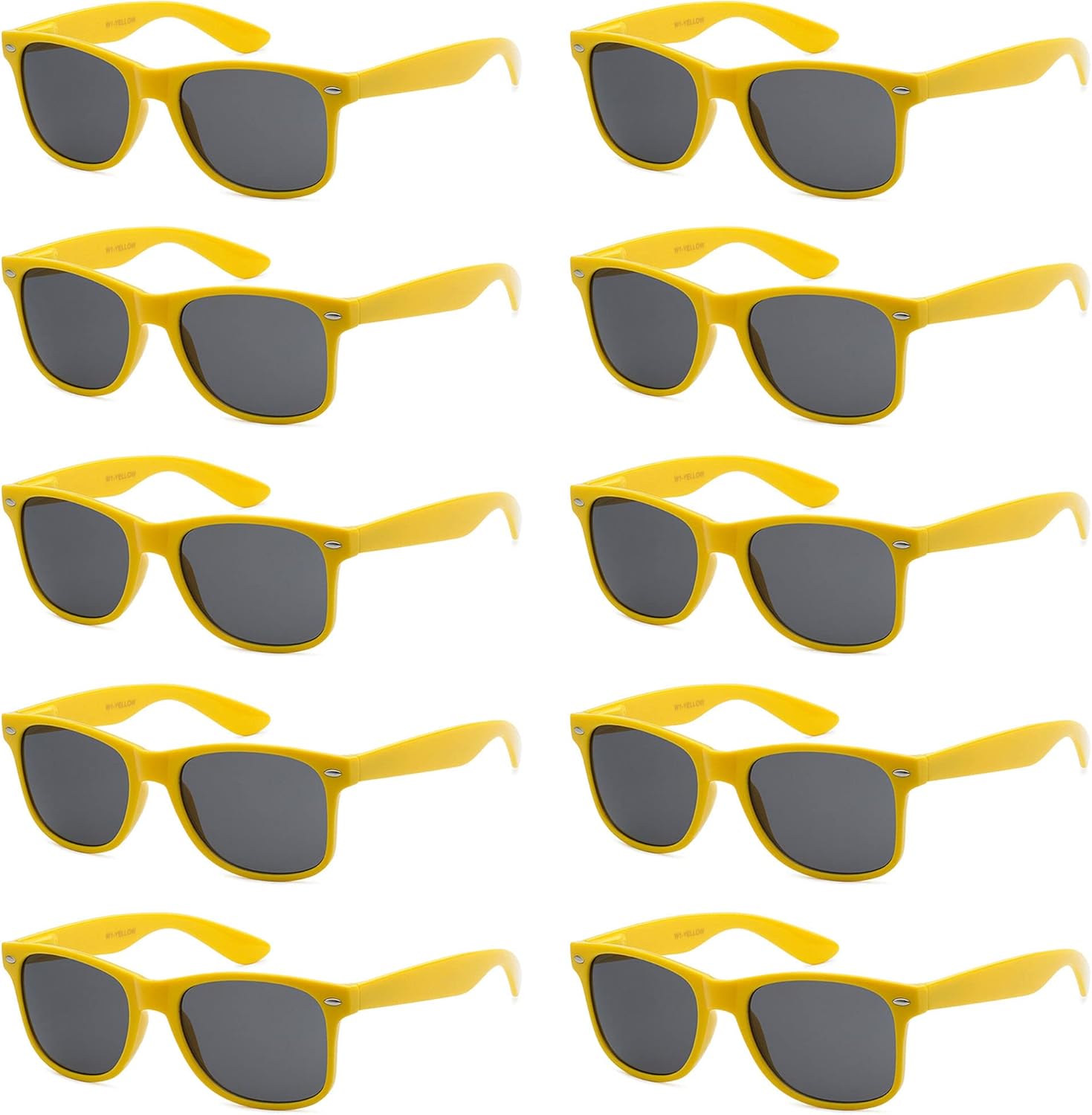 

Солнцезащитные очки с защитой от УФ-излучения для мужчин и женщин – легкие и прочные, унисекс, в стиле ретро 80-х, с гибкими шарнирами, упаковка из 10 штук Got Shades, Sunflower Yellow | Smoke