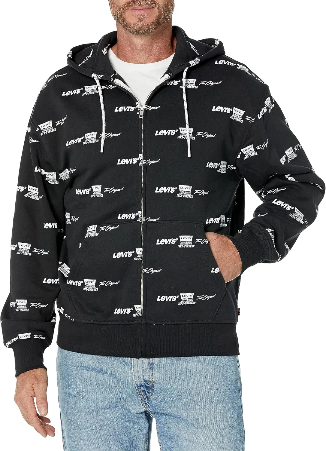 Толстовка Levi's с молнией для мужчин, Levis Triple Logo Caviar Print