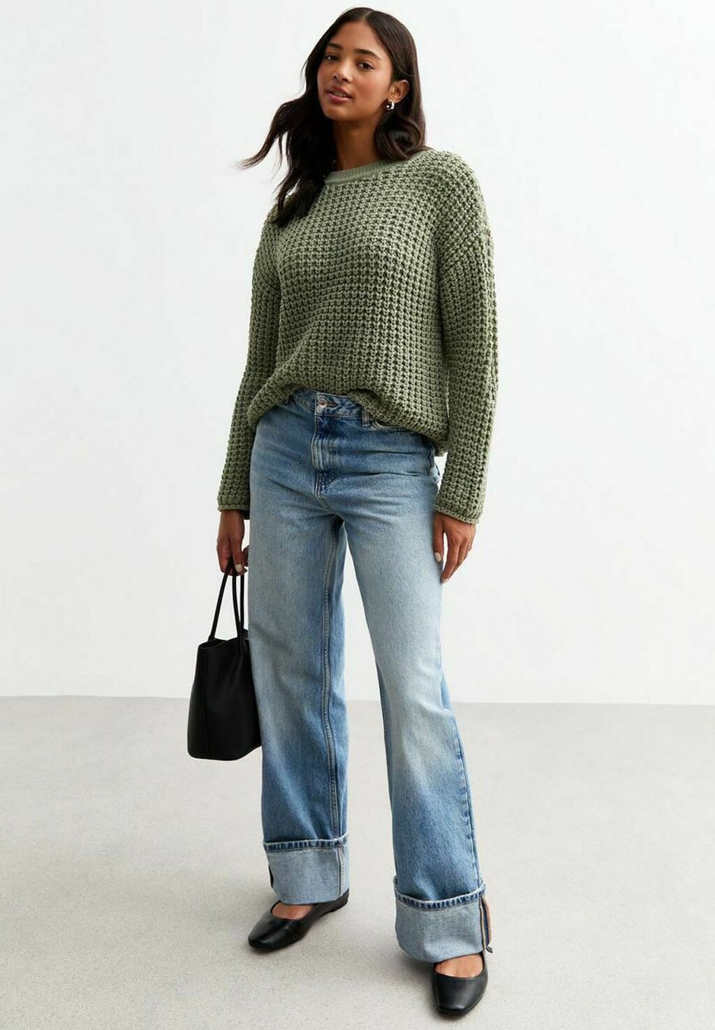

Джемпер MOSS STITCH CREW-NECK New Look, оливковый