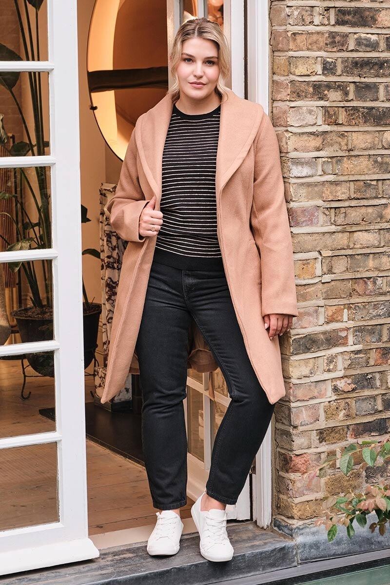 

Пальто с завязкой спереди на талии и запахом Izabel London, коричневый