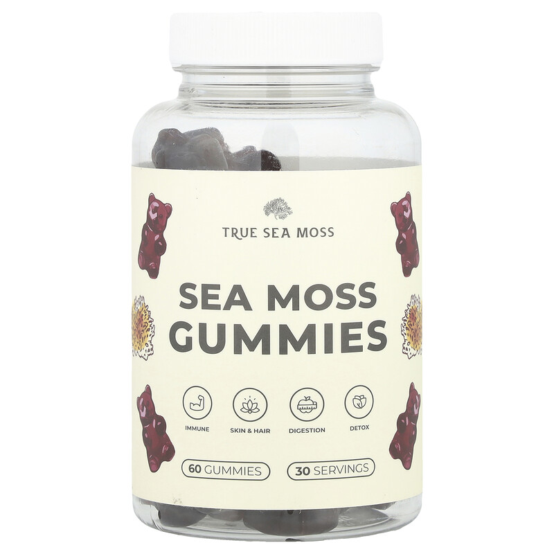 

True Sea Moss, Жевательные мармеладки с морским мохом, 60 шт.
