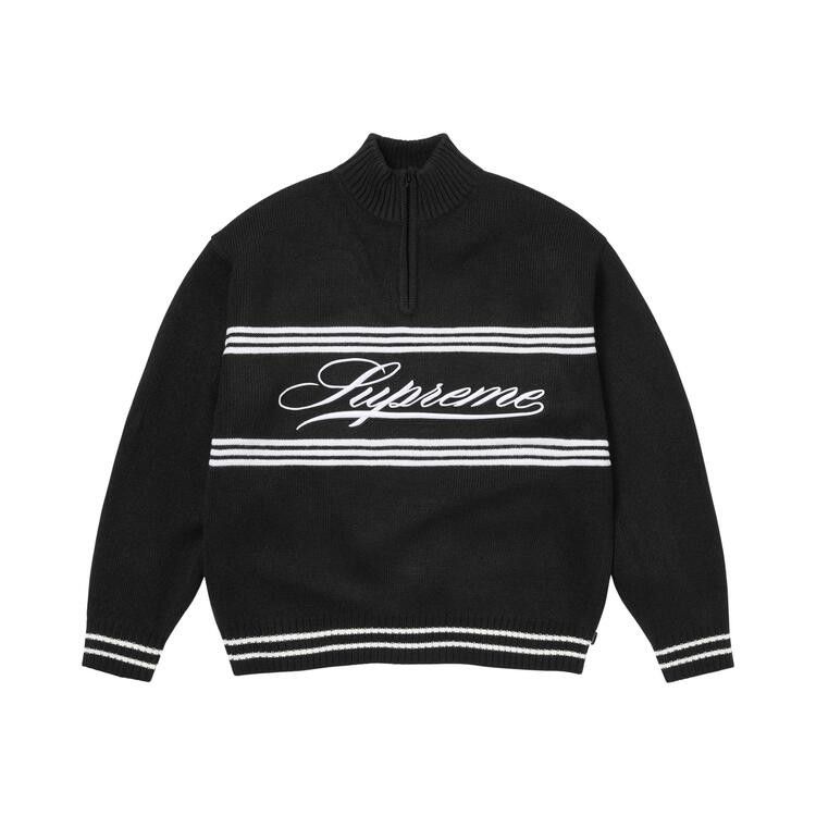 

Свитер Supreme Script Stripe Half Zip Sweater, Black