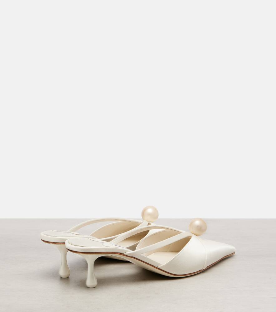 Бархатные мюли Sana 50 с декором для невесты Jimmy Choo, Ivory/White — фото 2