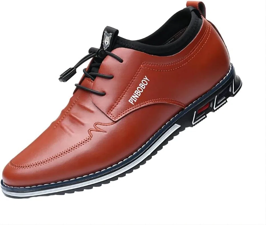 Лоферы кожаные Men's Casual Loafers Leather Comfortable Outdoor Breathable Oxfords Lightweight Driving Moccasin Business Dress Shoes, Оранжевый Asifn