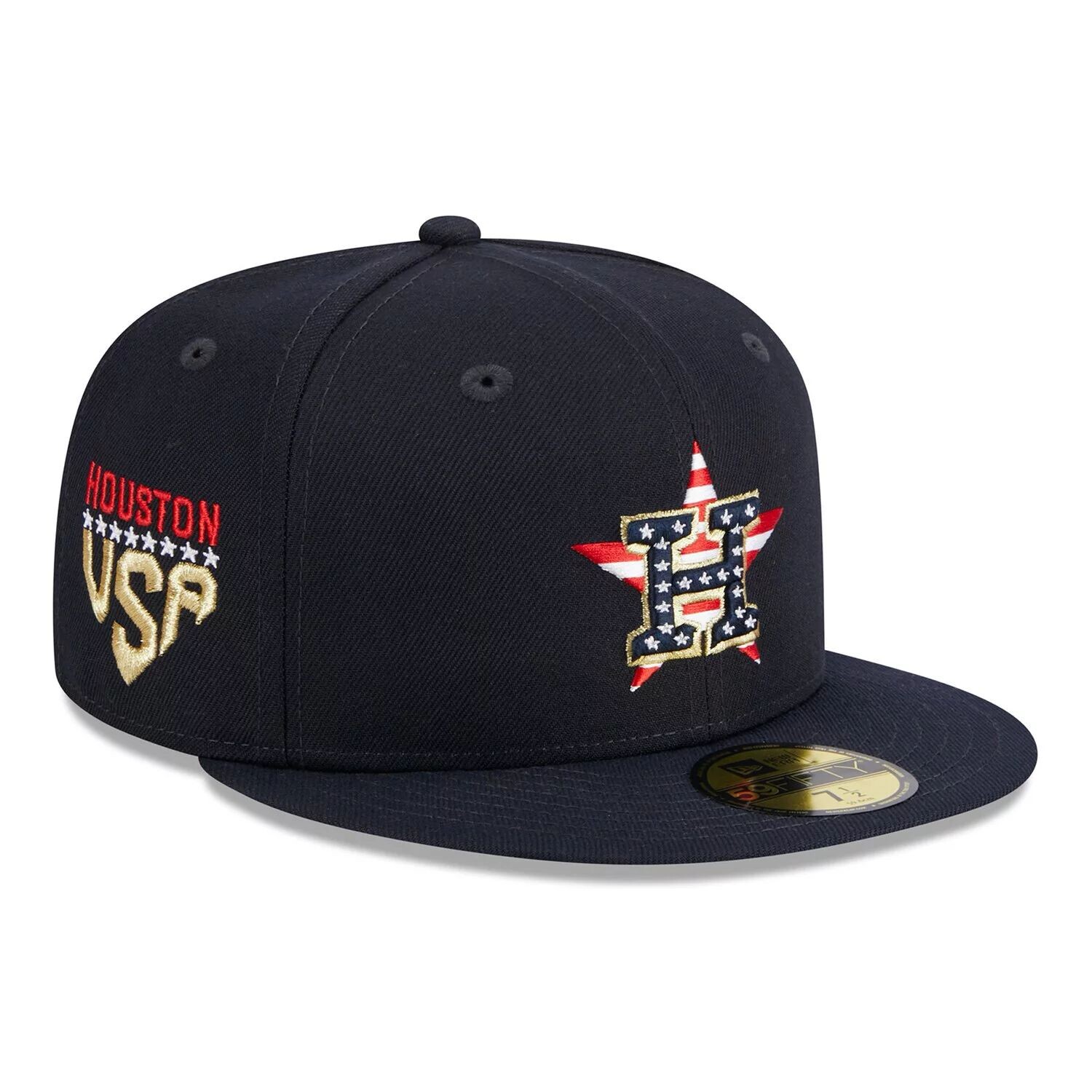 

Мужская облегающая шляпа New Era Navy Houston Astros 2023 Четвертое июля 59FIFTY