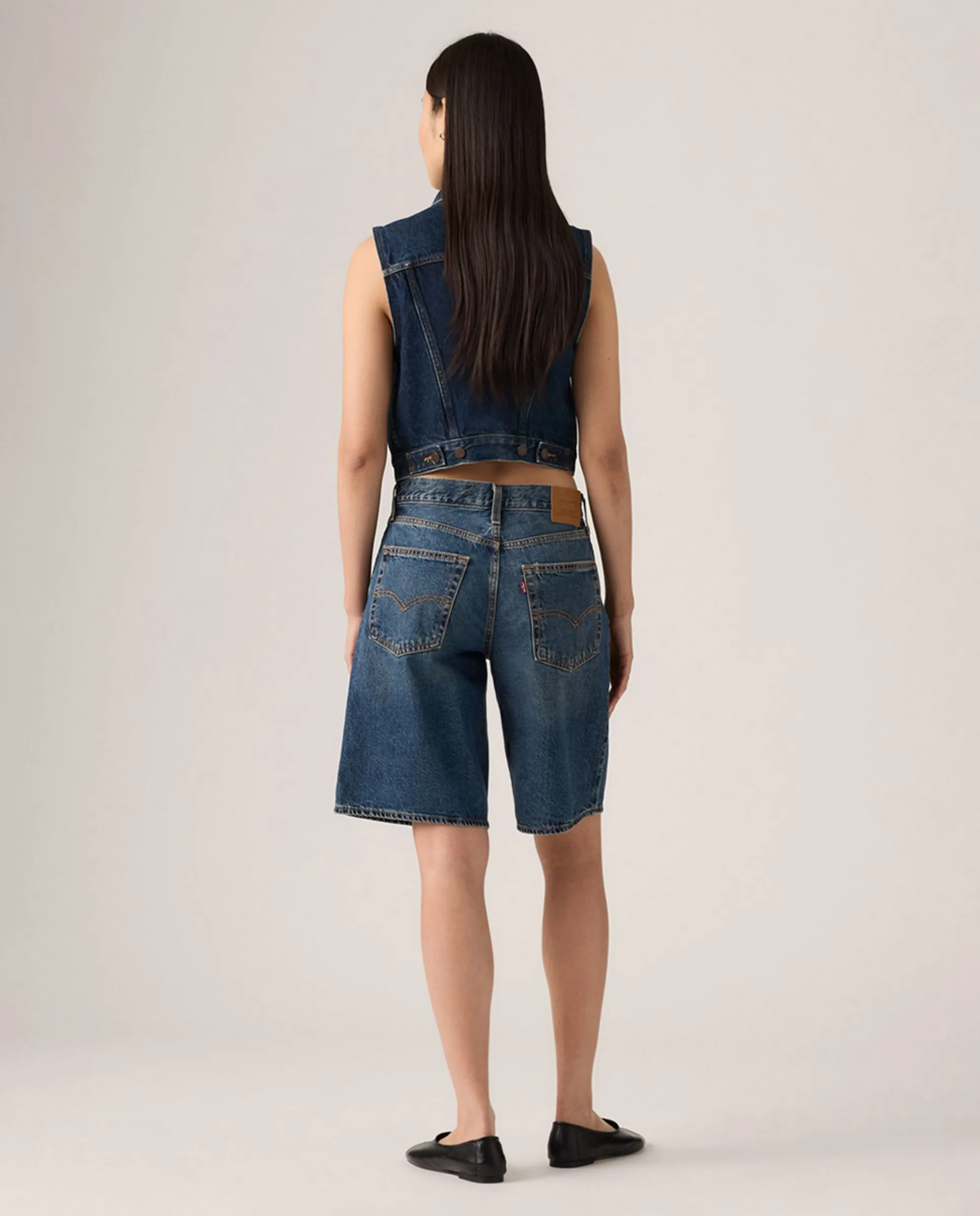 Короткие джинсы-бермуды для женщин Baggy Dad Jort Levi'S, темно-синий — фото 2