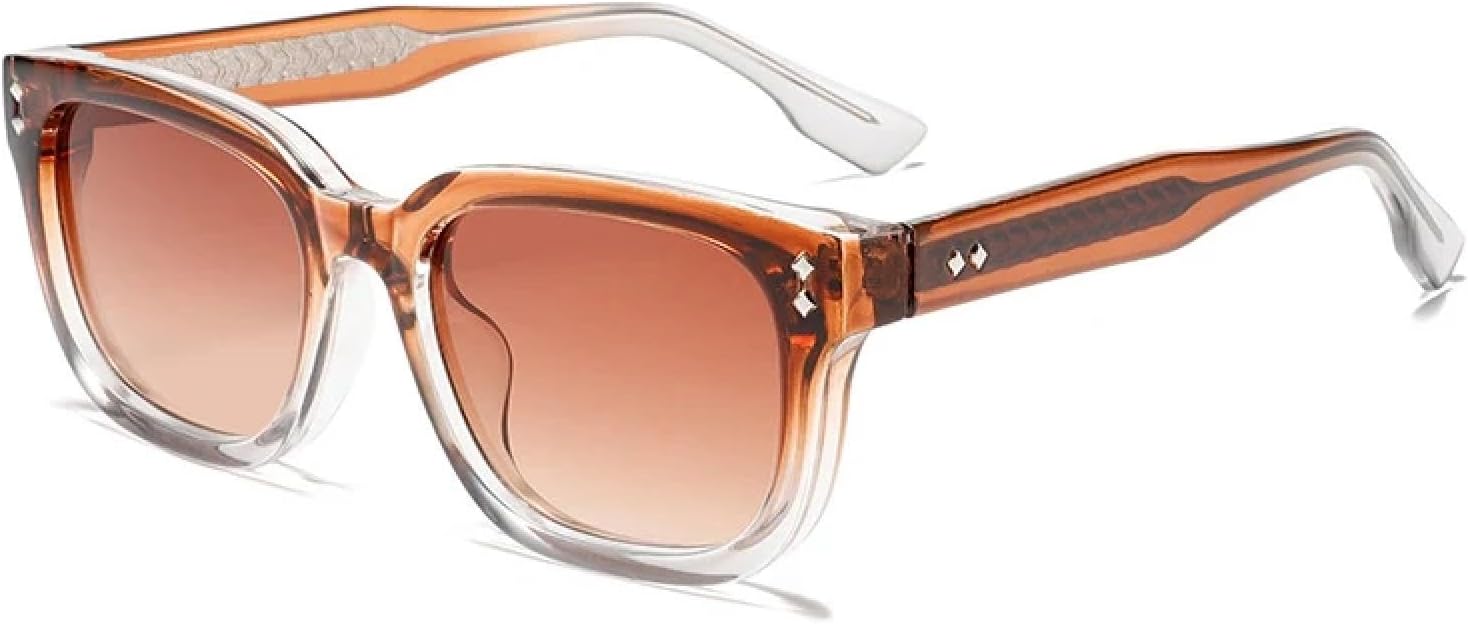 

Квадратные женские солнцезащитные очки с заклепками, градиентные линзы, защита от УФ-излучения UV400; мужские модные солнцезащитные очки в стиле панк DSVIGF, Tea Tea Gradient