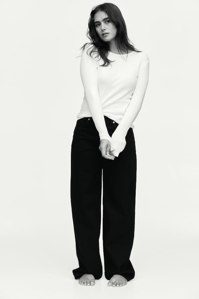 

Хлопковая рубашка в рубчик H&M, белый