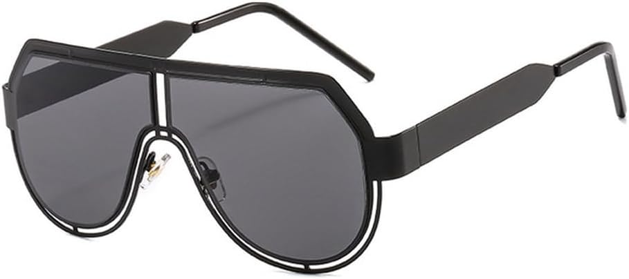 

Солнцезащитные очки большого размера с плоской верхней частью, ретро-форма «щит», классические солнцезащитные очки для мужчин и женщин, большие очки с защитой от УФ-излучения UV400 HHZZYVY, C1 Black-black