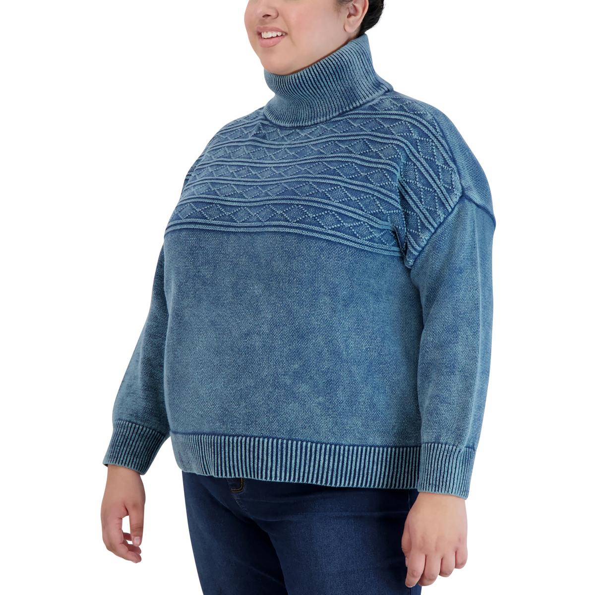 

Плюс Женская водолазка с ребристым воротником и косами Jones New York, цвет indigo wash