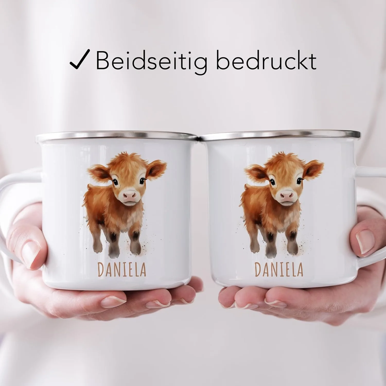 Детская эмалированная кружка Cow с именем, 300 мл DEL MÀ Unique & Personal — фото 3