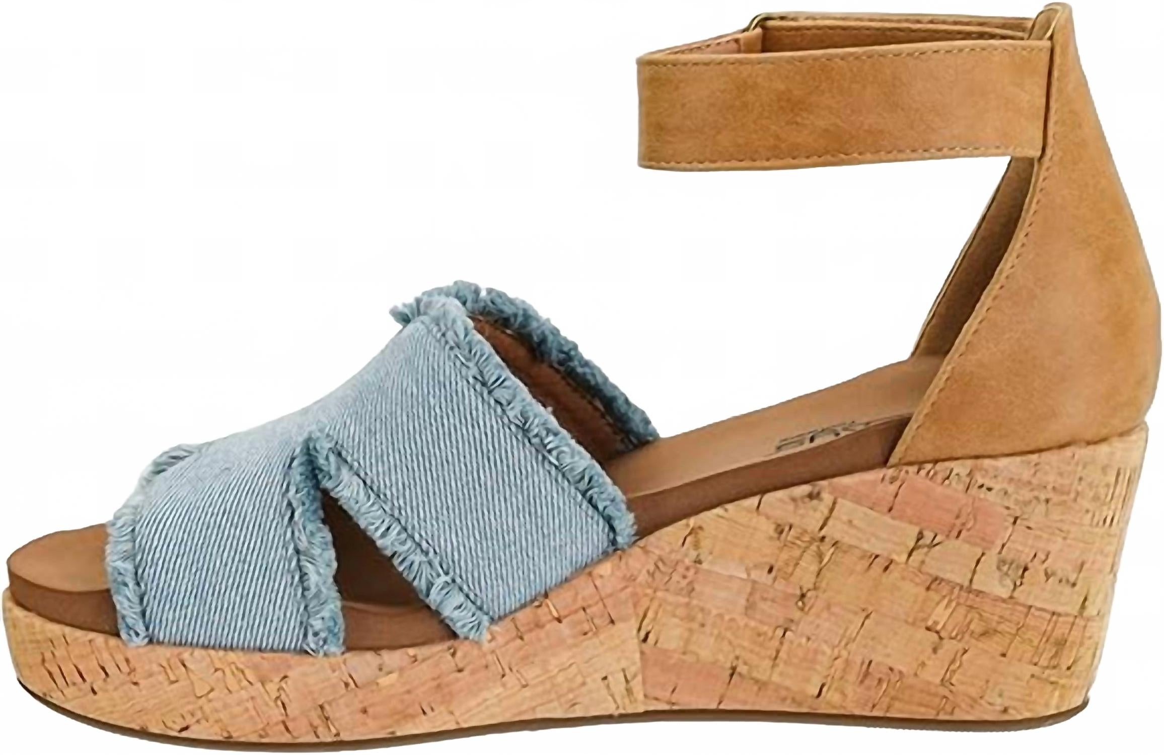 Женские клиновые сандалии Rom Com в синем дениме Corkys Footwear — фото 3