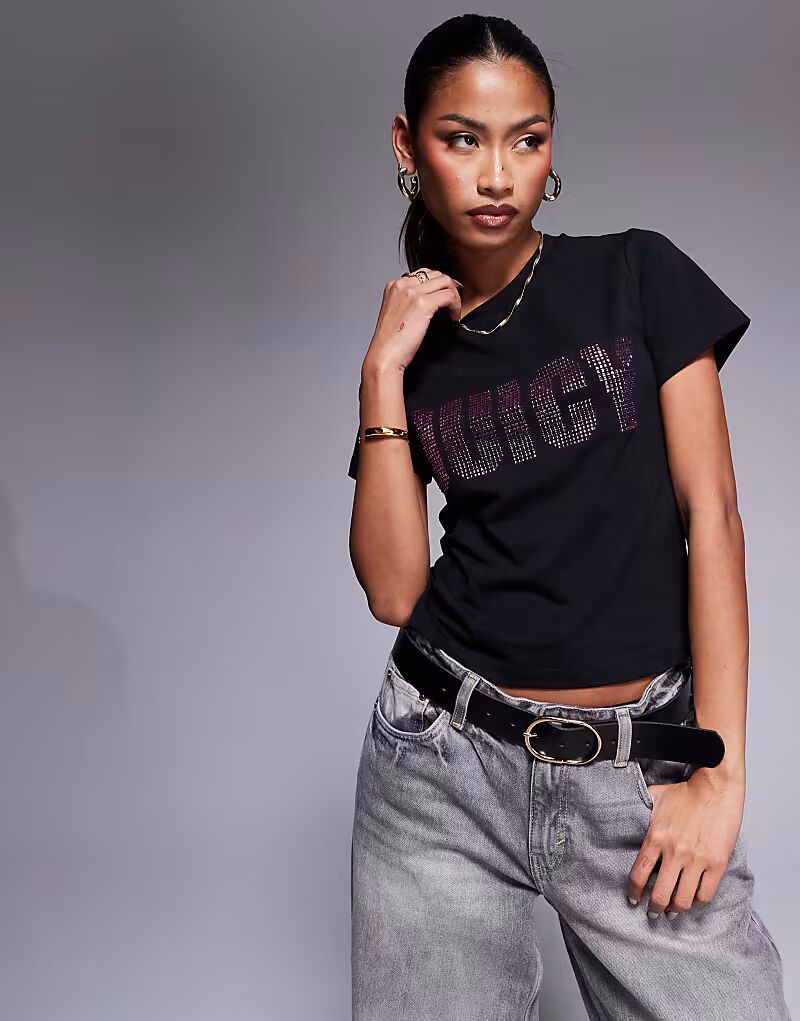 

Футболка с логотипом Juicy Couture diamante черного цвета