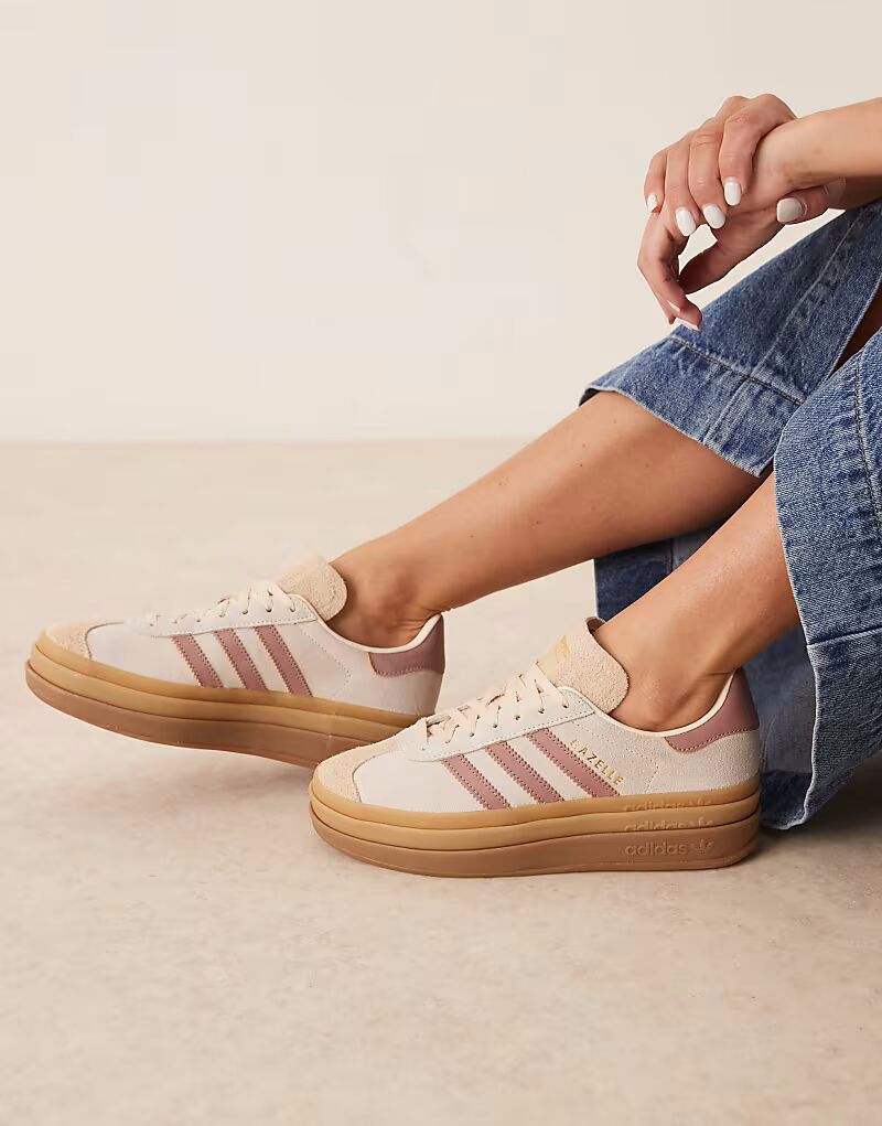 Кроссовки Adidas Originals Gazelle Bold в кремовом и теплом глиняном цвете