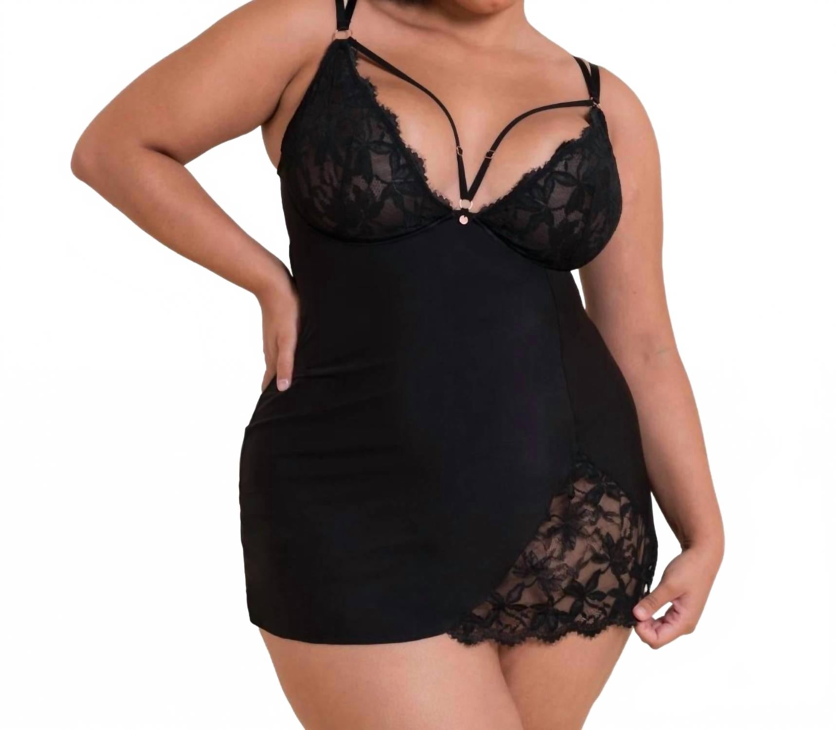 

Scantilly Сексуальное нижнее белье Embrace Chemise Plunge Wireless, черное