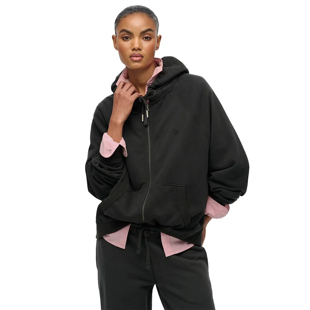 

Толстовка Superdry Studios с полной застежкой-молнией свободного кроя, черный