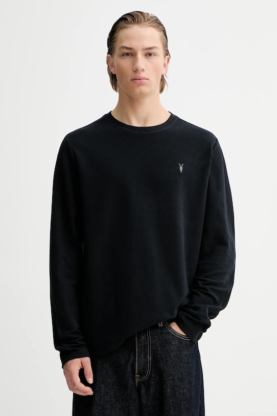 

Хлопковая кофта с длинным рукавом ROWE Allsaints, черный