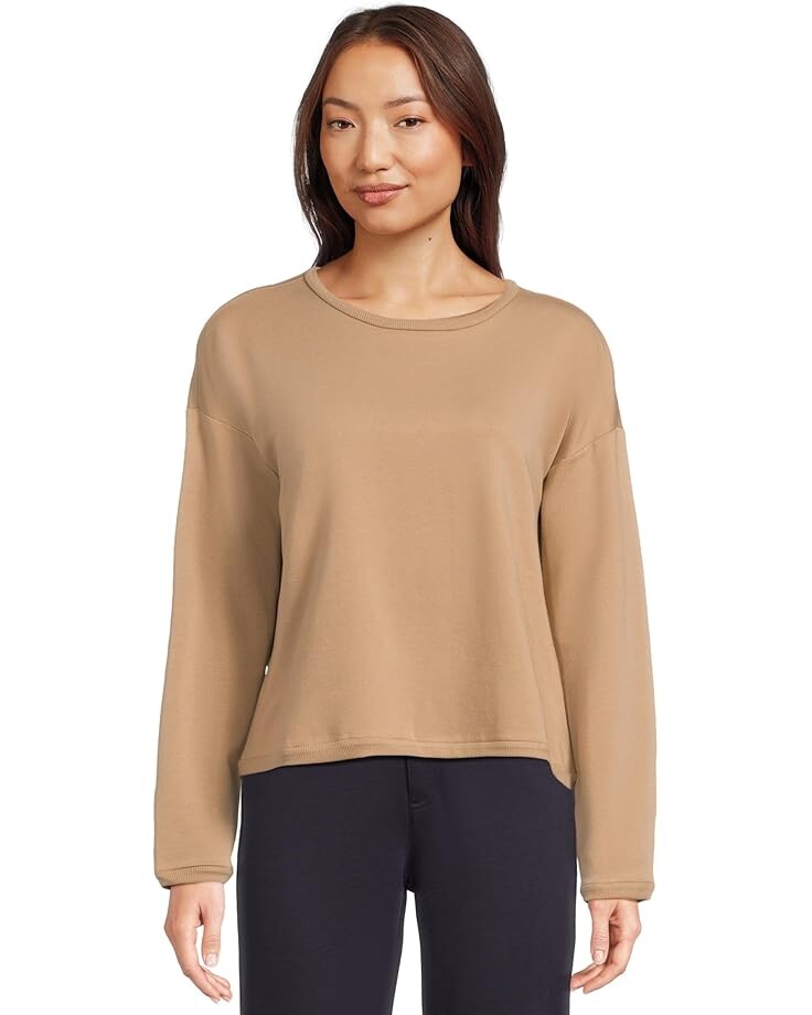 

Топ Eileen Fisher Round Neck Cropped Box Top, цвет Biscuit
