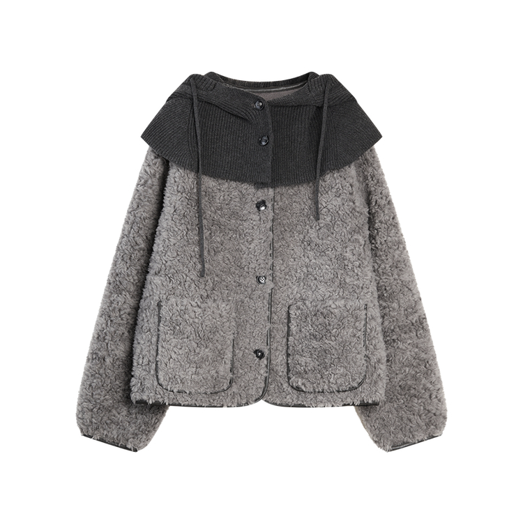 

ELLE Вельветовая куртка женская Medium серый круглый вырез утепленная